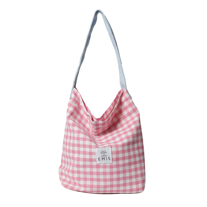 Charming Checkered Fabric Tote Bag