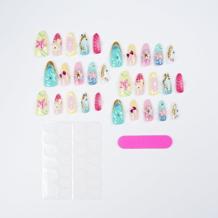 Colorful artificial nails with rhinestones Bowlift