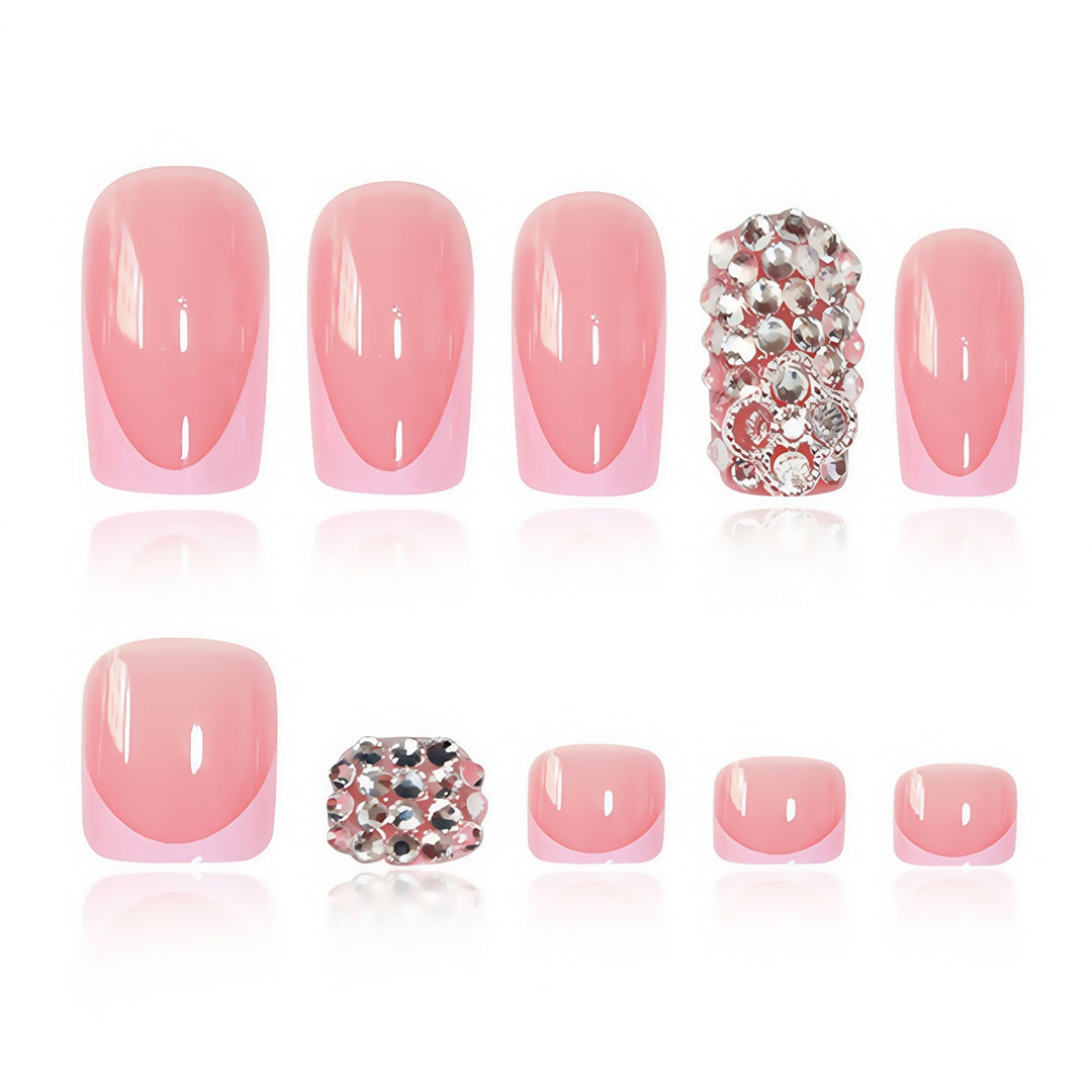 Glamorous French Tip Press-On Nail Set Bowlift
