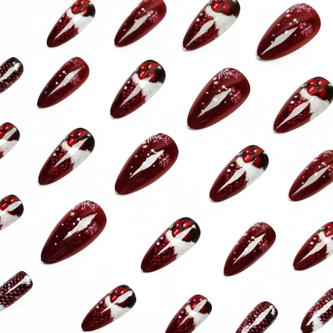 Artificial nails with festive winter design Bowlift