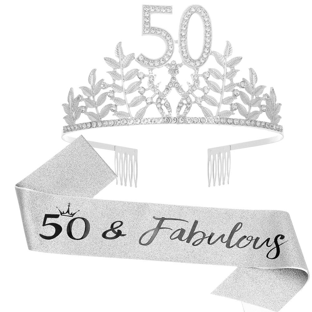 Women's Glamorous Birthday Crown with Shining Rhinestones Bowlift