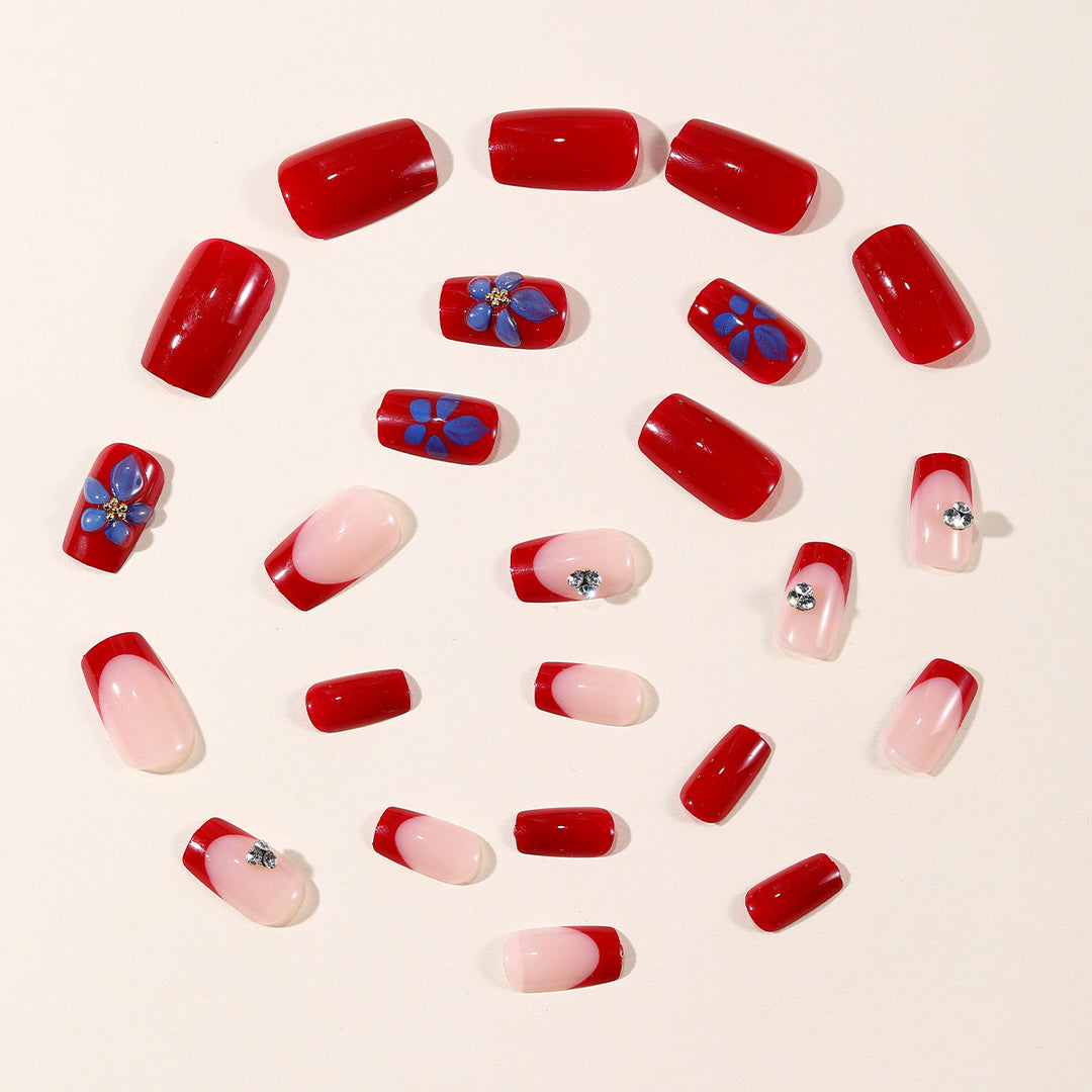 Elegant Floral Accent Gel Nail Art Extensions Bowlift
