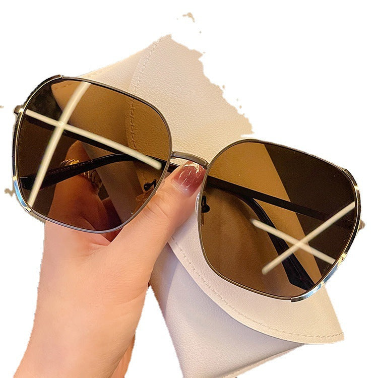 Women's large square sunglasses with high-quality metal frame Bowlift