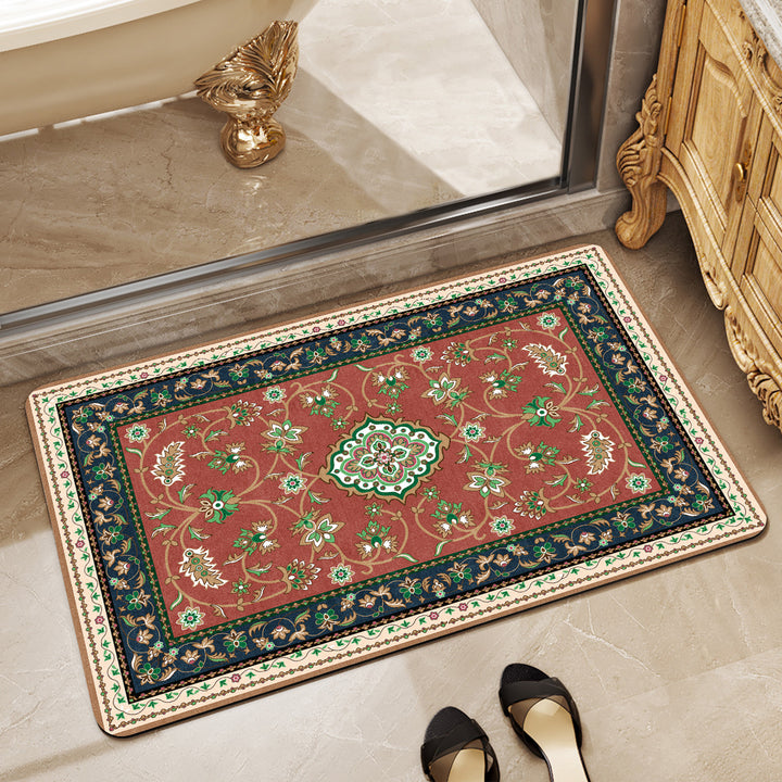 Vintage Floral Design Bath Mat Bowlift