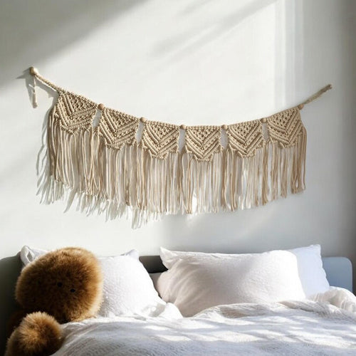 Macrame Wall Hanging Tapestry with Decorative Fringe Bowlift