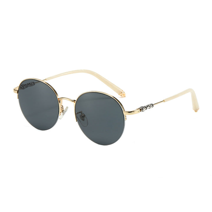 Women's round sunglasses with elegant metal frame and comfortable nose pads Bowlift