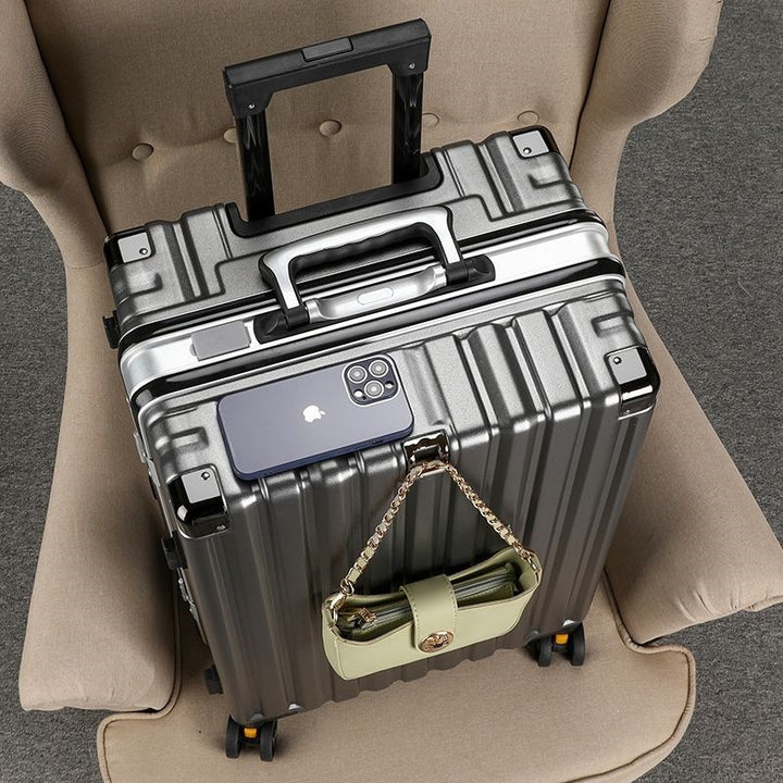 Hard-shell suitcase with double safety lock and sturdy rolling system Bowlift