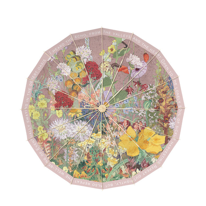 Women's elegant folding sun umbrella with floral design Bowlift