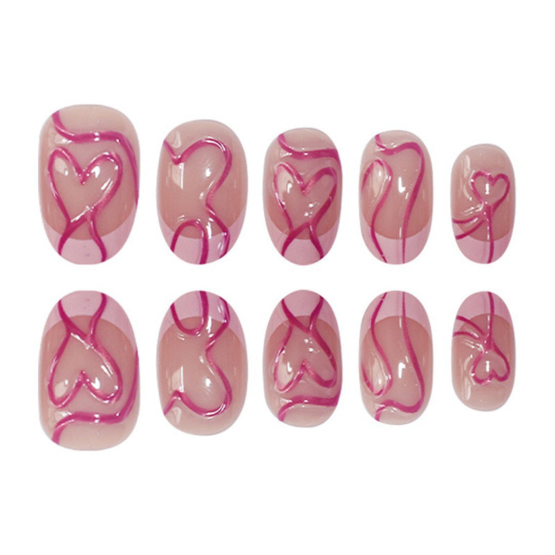 Artistic Heart Design Press-On Nails Bowlift