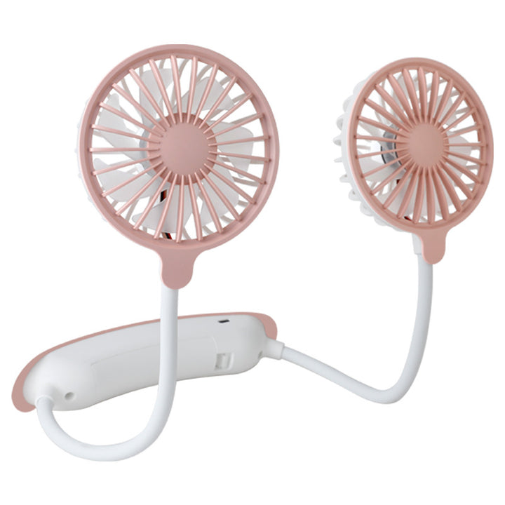 Unisex nano portable double neck fan with silent motor, adjustable fan heads, and rechargeable battery Bowlift