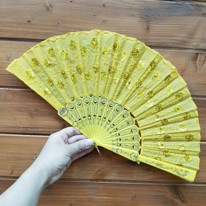 Ladies handcrafted fan with exquisite embroidery Bowlift