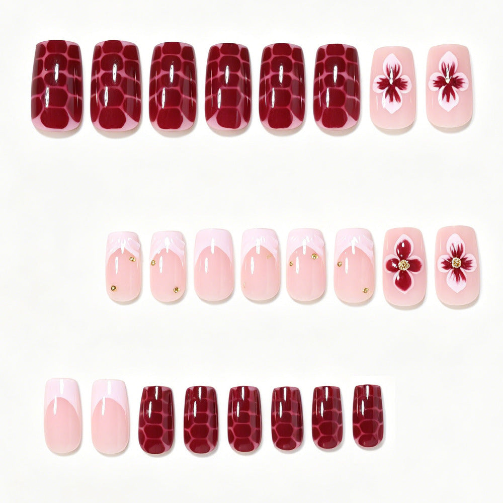 Elegant Floral Acrylic Nail Art Tips Bowlift