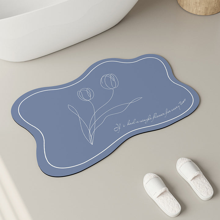 Elegant Floral Design Bath Mat Bowlift