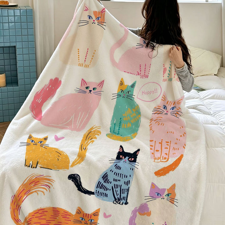 Playful Cat-Themed Plush Blanket