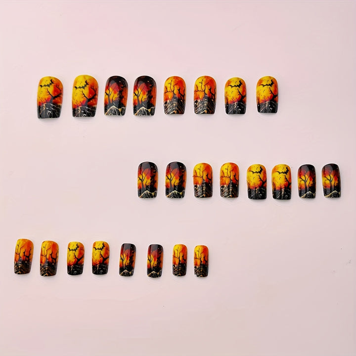 Creative Halloween Art Nails in Mysterious Night Design Bowlift