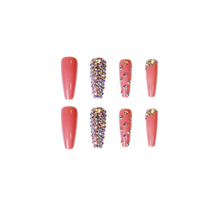 Artful Nail Extensions with Decorative Rhinestone Embellishments Bowlift