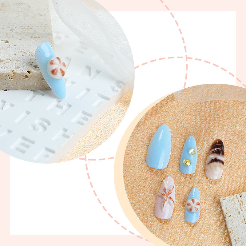 Decorative Press-On Nail Art Set with Coastal Theme Bowlift