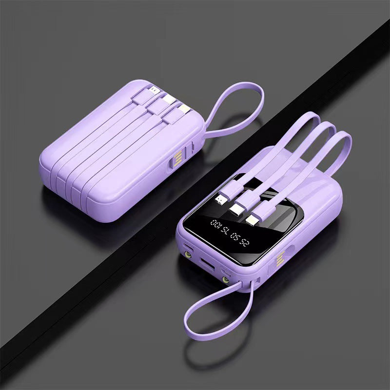 Portable power bank with integrated multifunctional cable system and digital display Bowlift