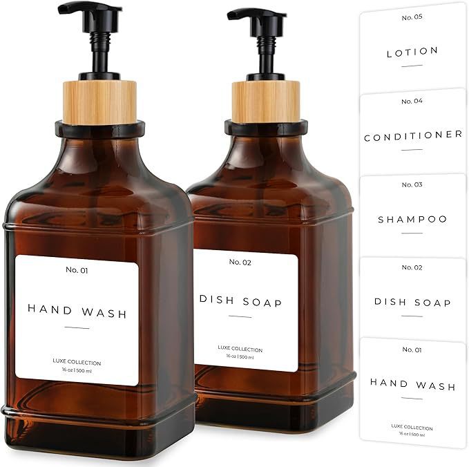 Refillable Luxury Pump Dispenser Set for Hand Wash and Dish Soap Bowlift