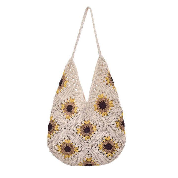 Macrame Shopper with Colorful Flower Pattern Bowlift