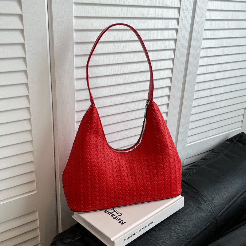 Textured Woven Shoulder Bag Bowlift