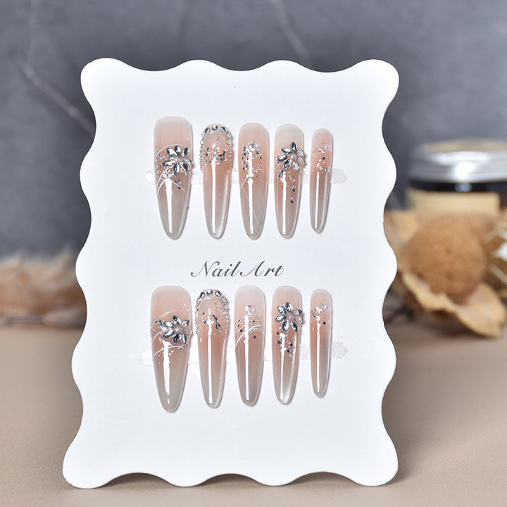 Elegant Stiletto Press-On Nail Extensions with Rhinestones Bowlift