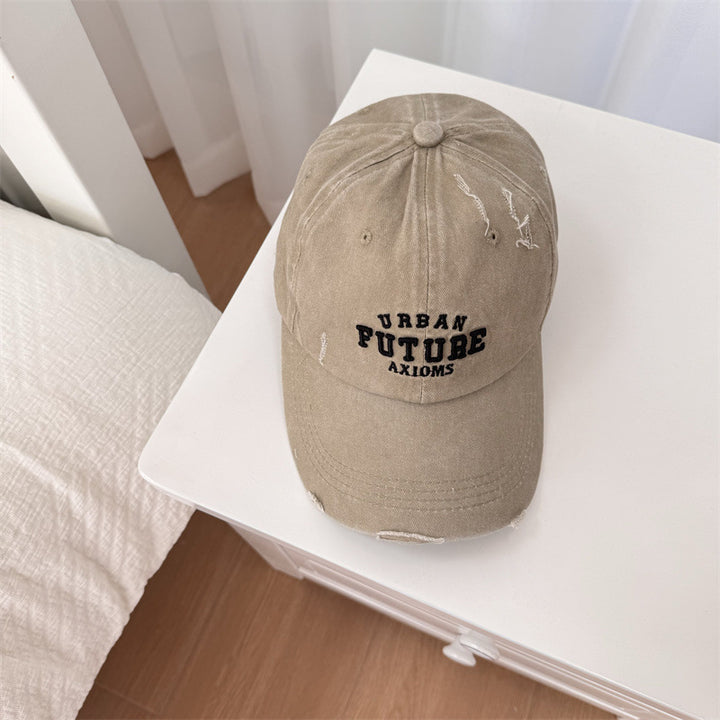Men's Distressed Cotton Adjustable Baseball Cap Bowlift
