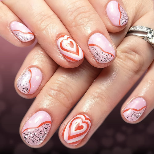 Heart-Themed Gel Nail Art Bowlift