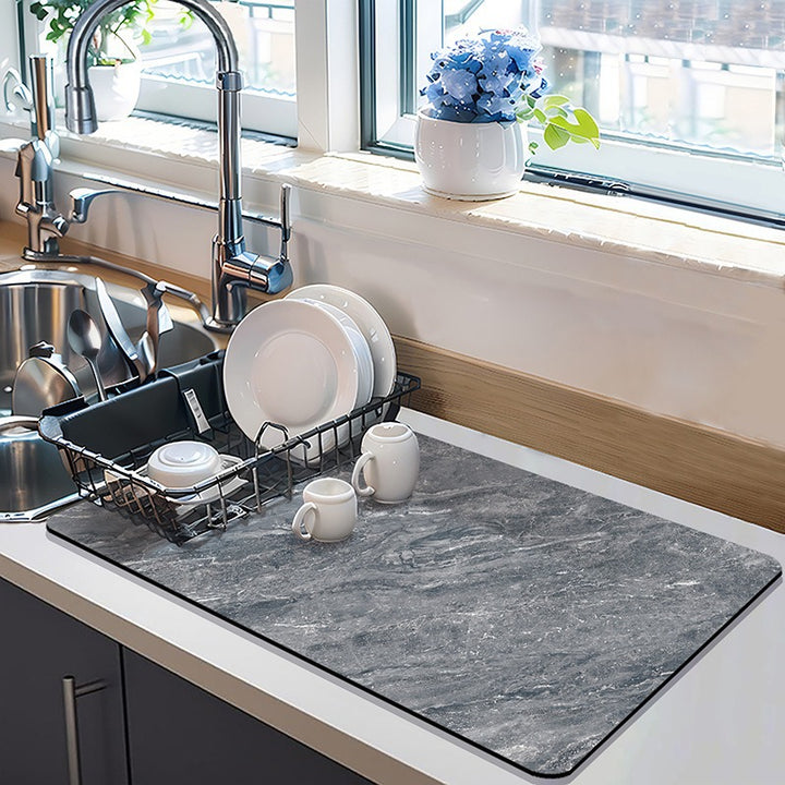 Stylish Marble-Effect Kitchen Mat Bowlift
