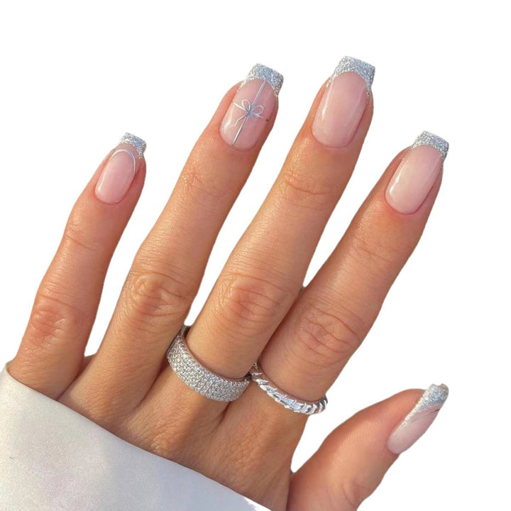 Elegant French Tip Press-On Nail Extensions Bowlift