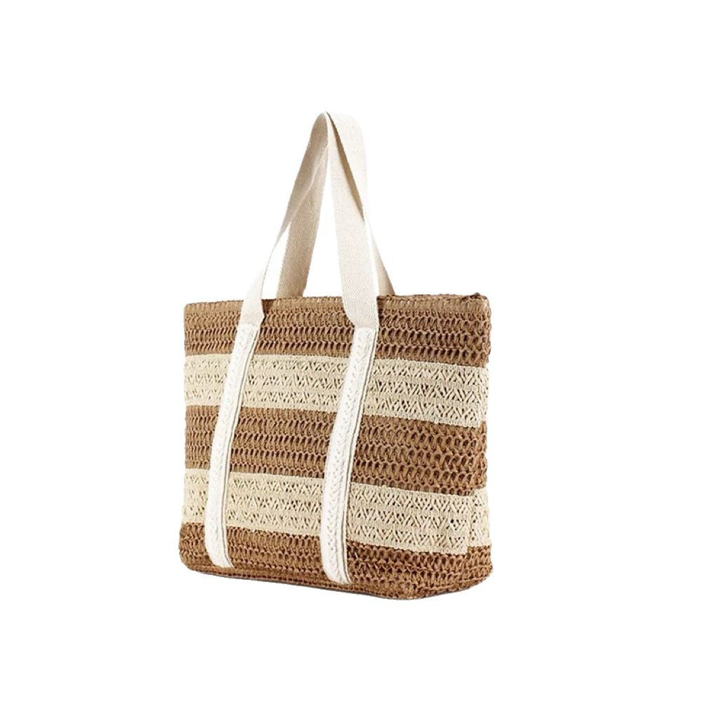 Handcrafted beach bag with distinctive striped design Bowlift