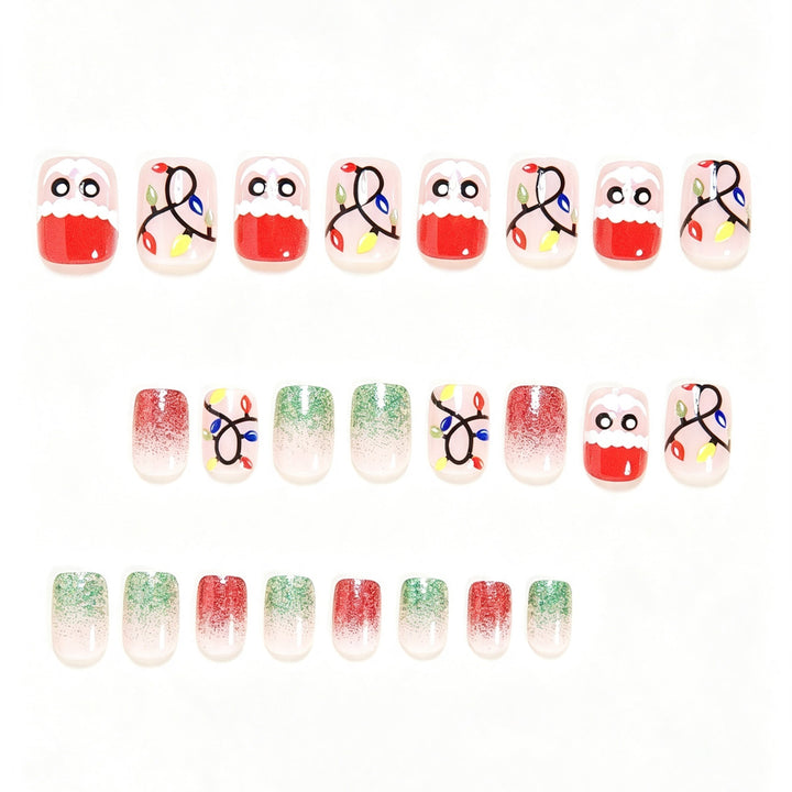 Festive Holiday-Themed Press-On Nail Art Set Bowlift
