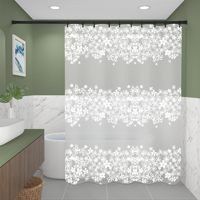 Floral Patterned Waterproof Shower Curtain Bowlift