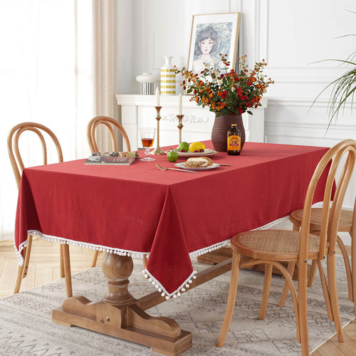 Pom-Pom Trim Tablecloth