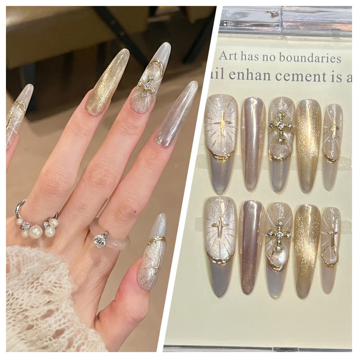 Artistic Stiletto Press-On Nail Set with Charming Patterns Bowlift