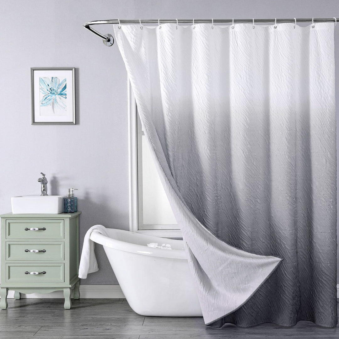 Textured Leaf Pattern Shower Curtain Bowlift