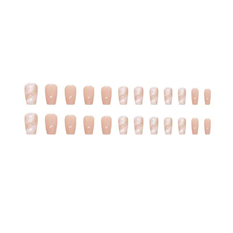 Elegant Artificial Nail Tips with Shiny Gold Accents Bowlift