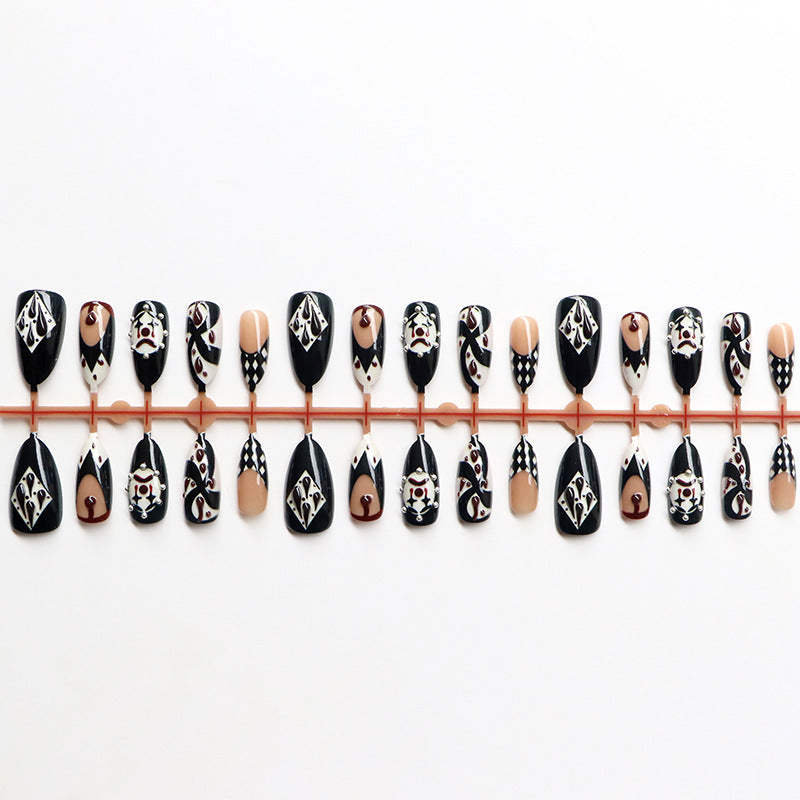 Artistic Press-On Nail Art Set with Intricate Patterns Bowlift
