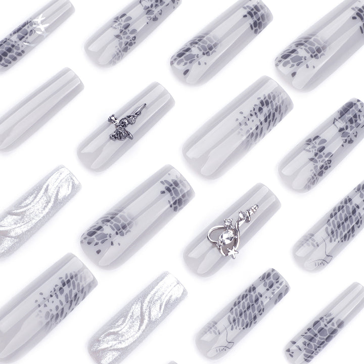 Artful Nail Extensions with Noble Accents Bowlift