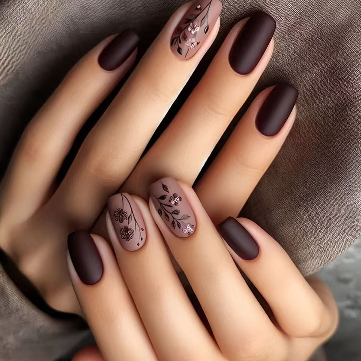 Floral Art Acrylic Nail Set Bowlift