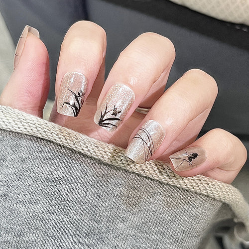 Elegant Nature-Inspired Press-On Nail Art Bowlift