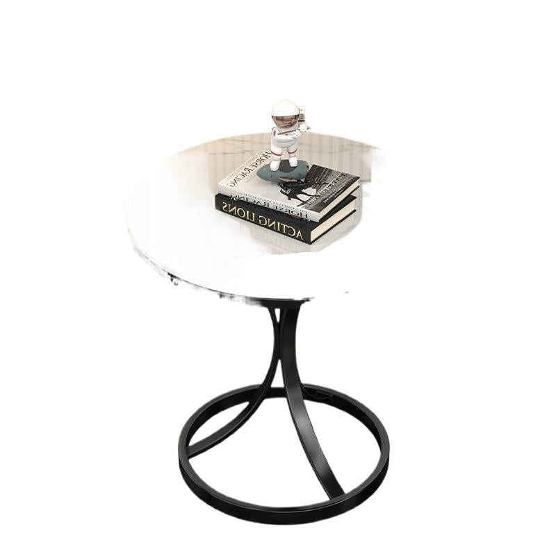 Modern Round Accent Table with Sleek Metal Base Bowlift