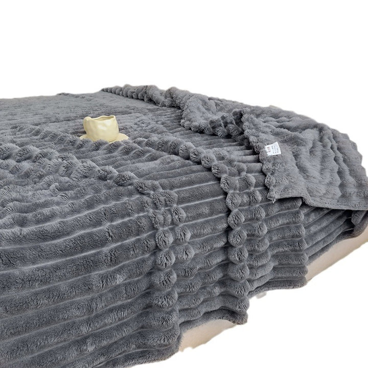 Women High-pile Cozy Blanket with Wave Pattern Bowlift