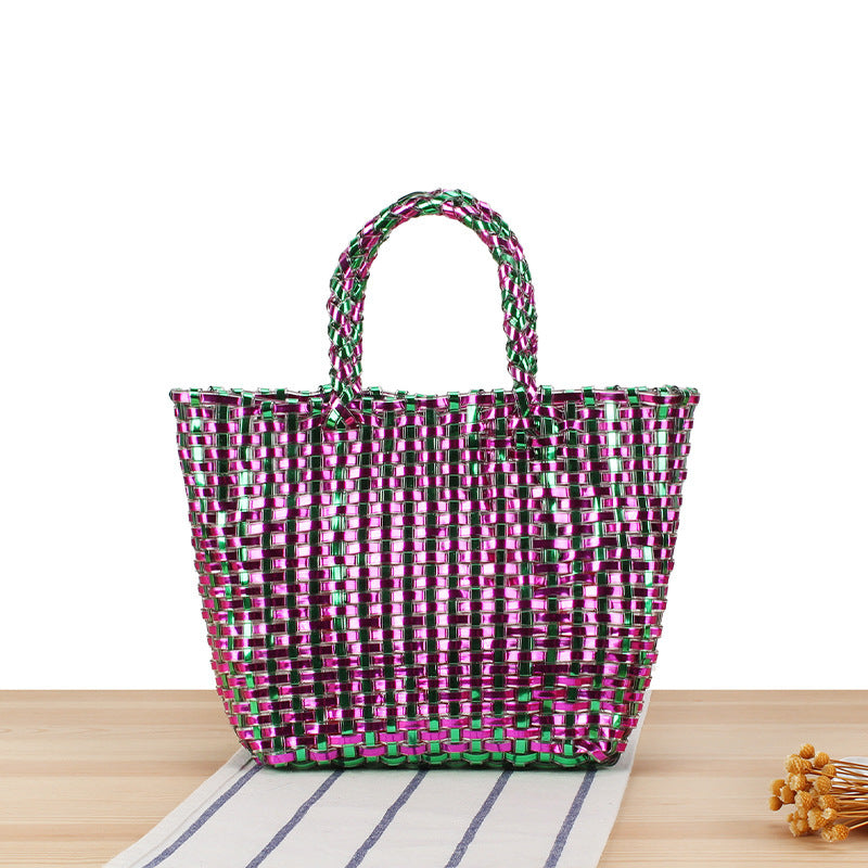 Handbag Made of Woven Natural Material with Elegant Accents Bowlift