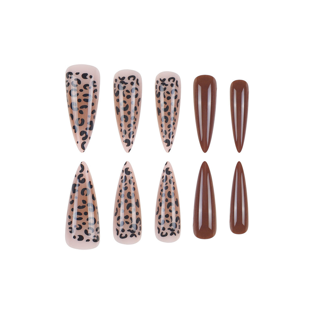 Artistic Leopard Print Stiletto Press-On Nails Bowlift