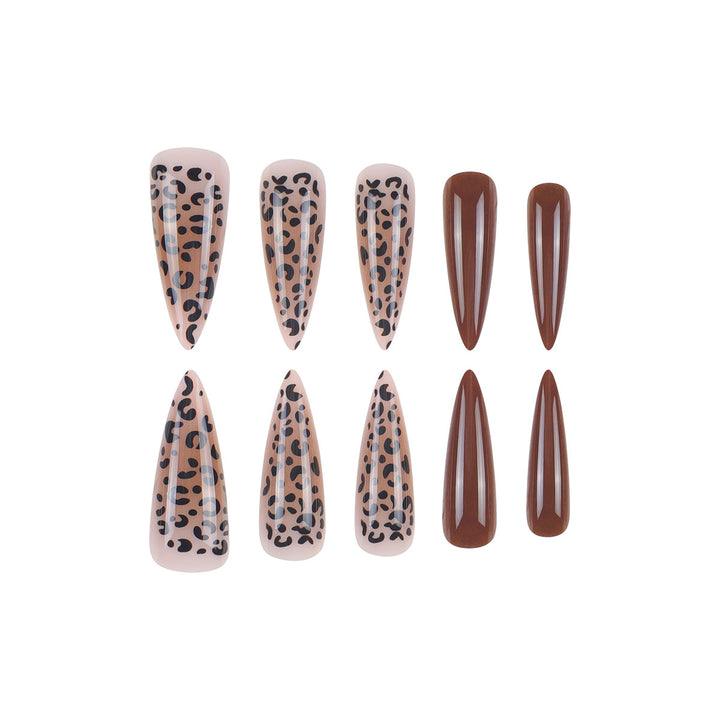 Artistic Leopard Print Stiletto Press-On Nails Bowlift