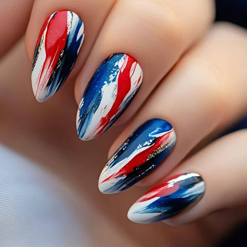 Artificial Nail Art with Abstract Color Design Bowlift