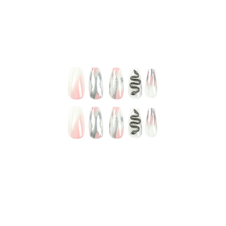 Artistic Nail Extensions with Snake Design Bowlift
