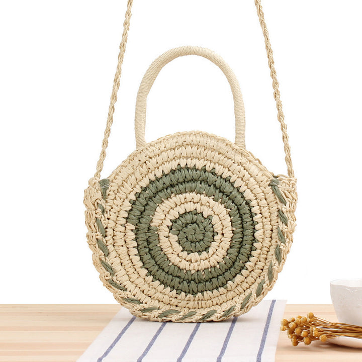 Round Bast Crossbody Bag with Spiral Design Bowlift