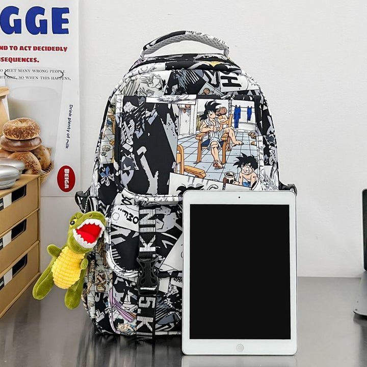 Backpack in Comic Design with Soft Plush Pendant Bowlift